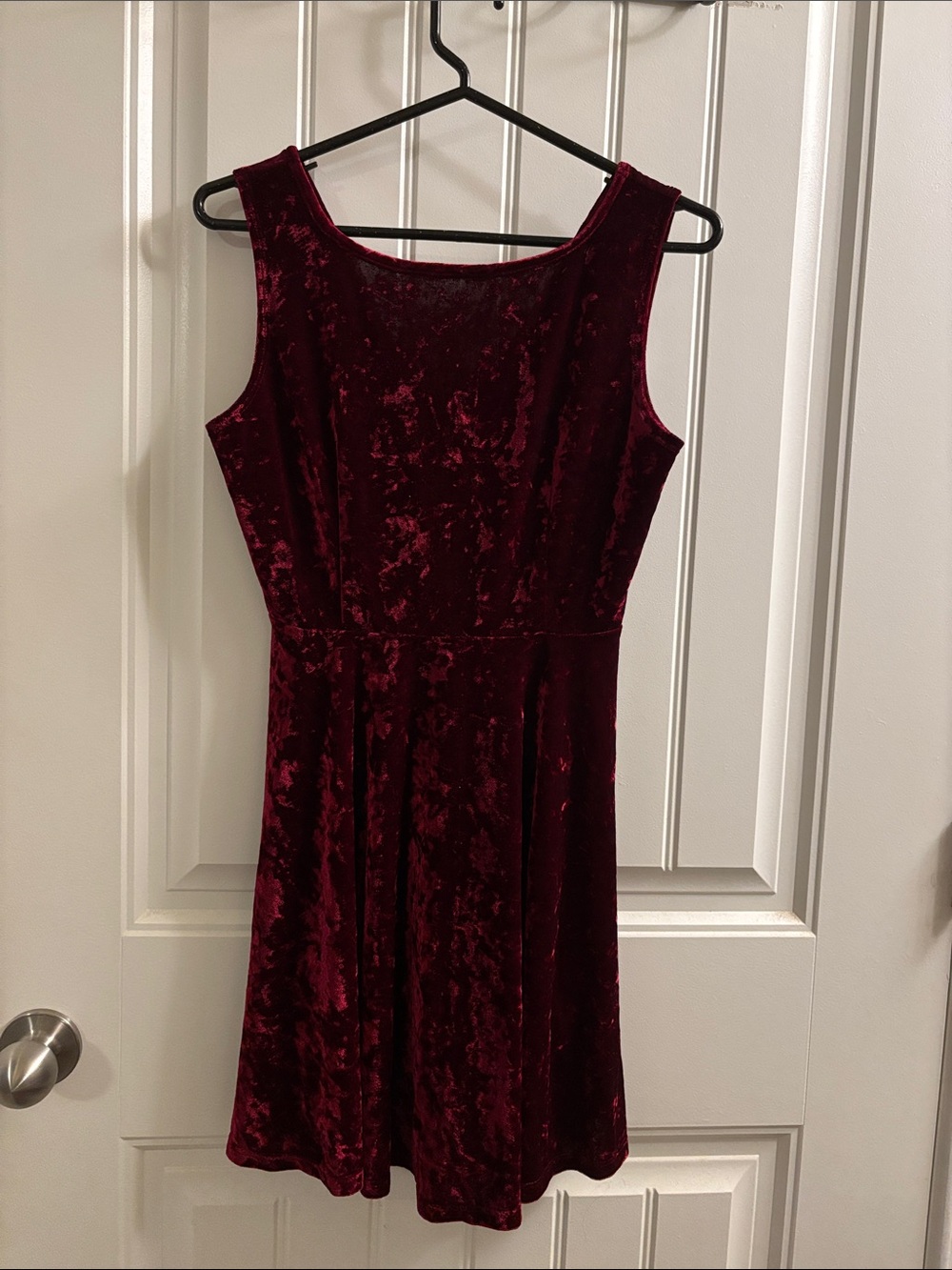 Crushed Velvet Sleeveless Mini Dress - Burgundy